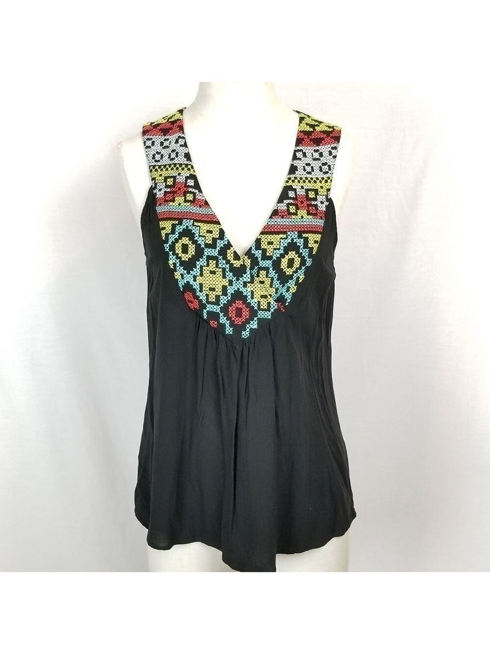 Anthro Lovestitch sz S high-low tank cross stitch